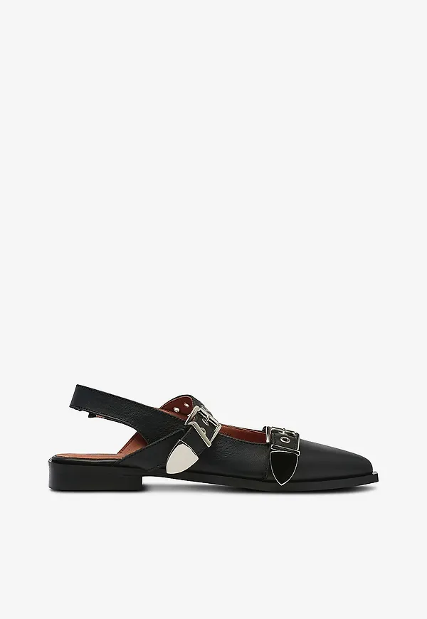 Bianco - Slingback Biavictoria Buckle Smooth Leather - Svart
