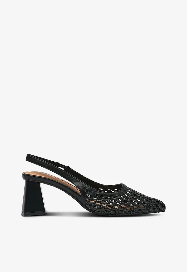 Bianco - Slingbacks Biamaralyn Weaved Faux Leather - Svart