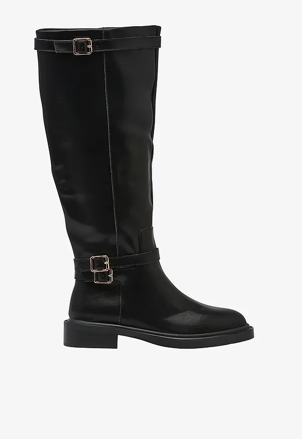 Bianco - Stövlar biaPaloma Knee High Boot Smooth Leather - Svart