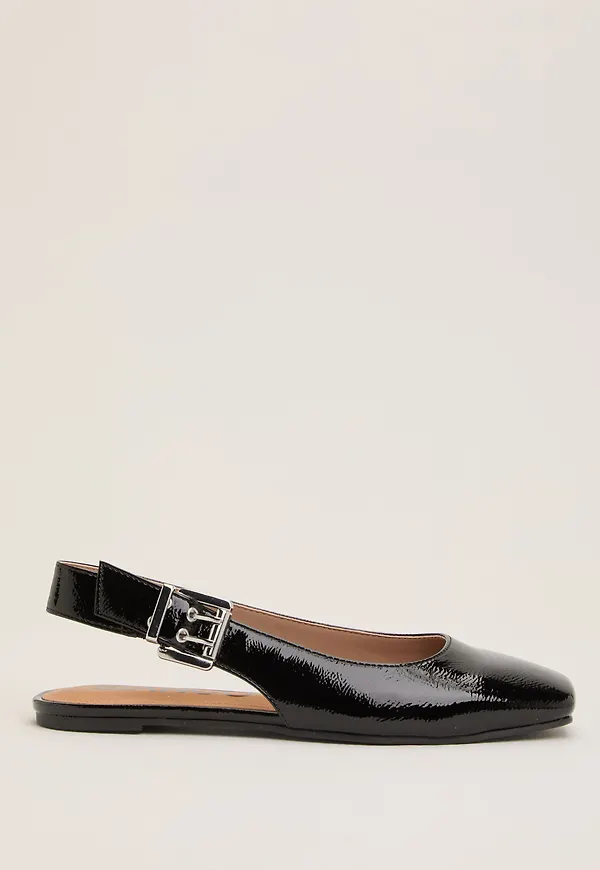 Biarose Karré Flat Buckle Slingback Faux Leather