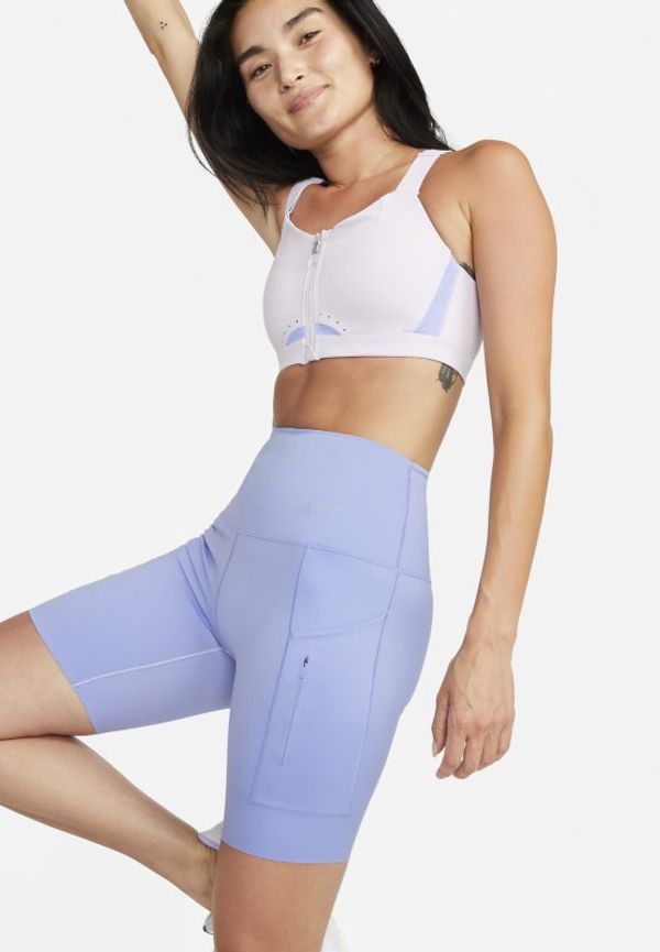 Bikershorts Nike Go med fickor, fast stöd och hög midja 20 cm för kvinnor - Lila