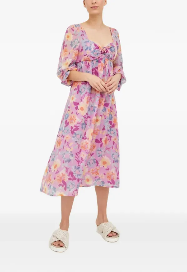 Billabong Paradise Love Salty Blonde blommig smockad klänning - Lila