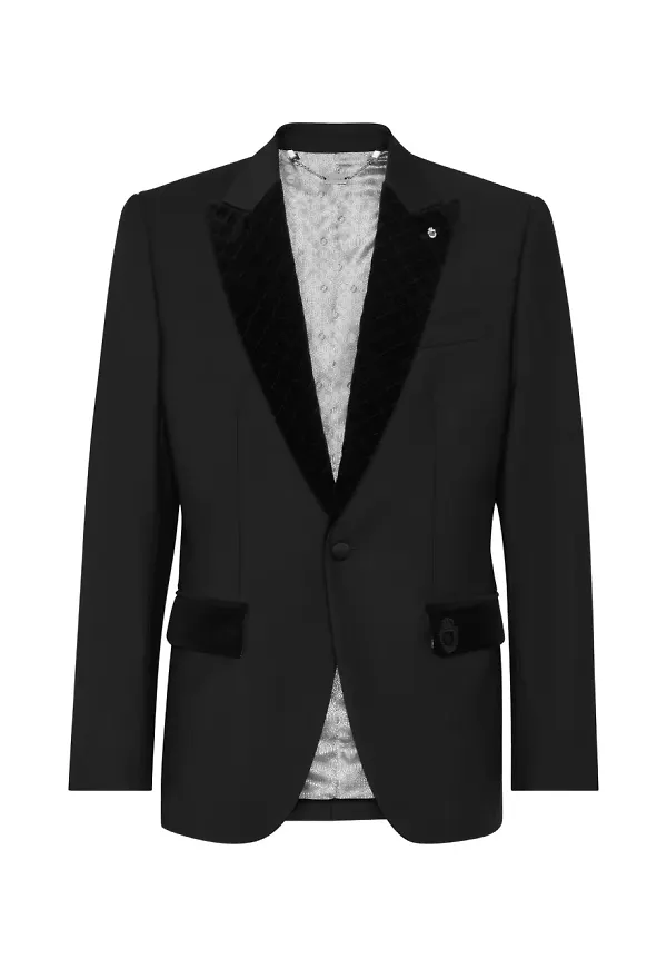 Billionaire klassisk finblazer med sammetskant - Svart