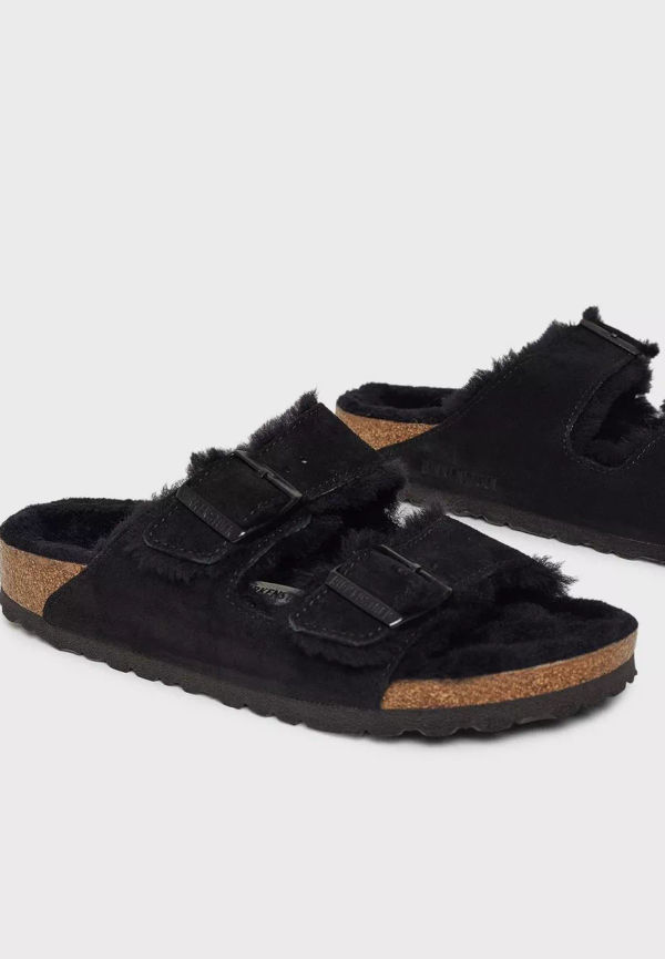 Birkenstock - Inneskor - Svart - Arizona Fur - Flats & Lågskor