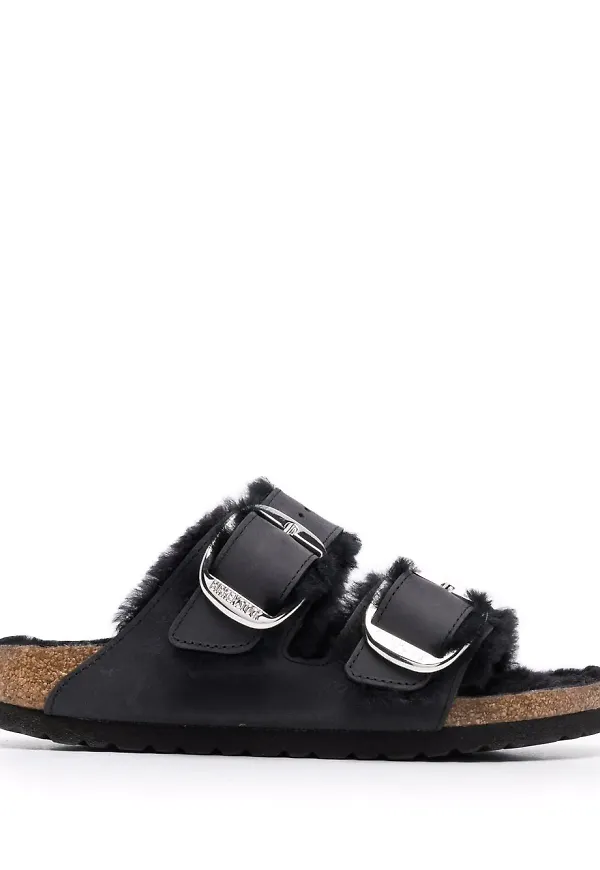 Birkenstock Arizona fodrade remsandaler - Svart