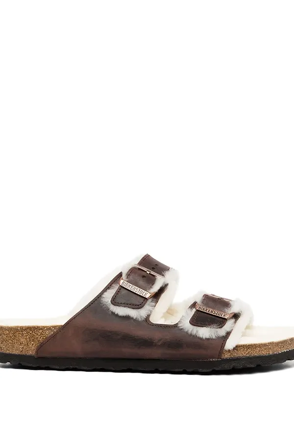 Birkenstock Arizona fårskinnsfodrade sandaler - Brun