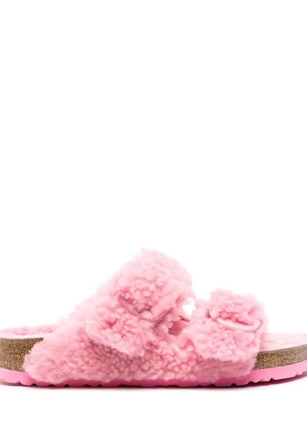 Birkenstock Arizona fårskinnssandaler med spänne - Rosa