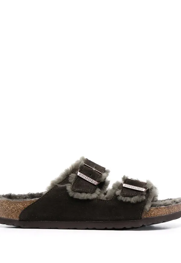 Birkenstock Arizona pälsfodrade sandaler - Grön