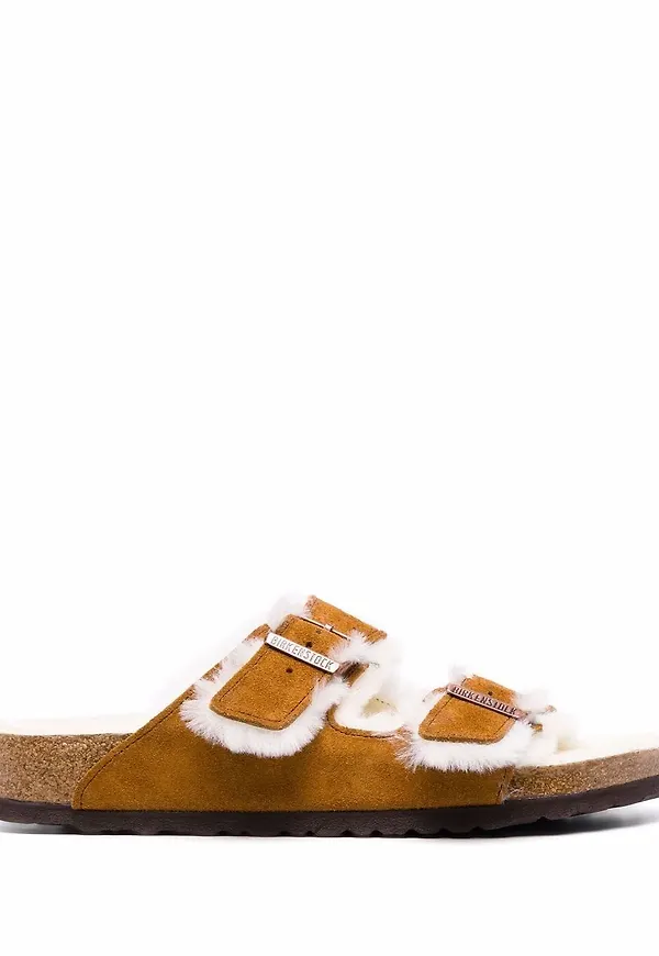 Birkenstock fårskinnsfodrade sandaler - Brun