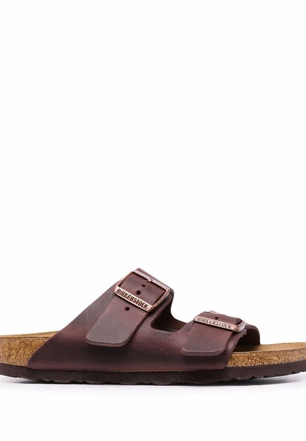Birkenstock lädersandaler med dubbla remmar - Brun