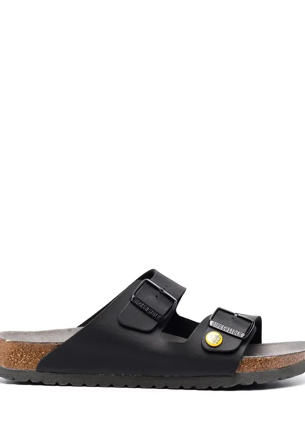 Birkenstock lädersandaler med dubbla remmar - Svart
