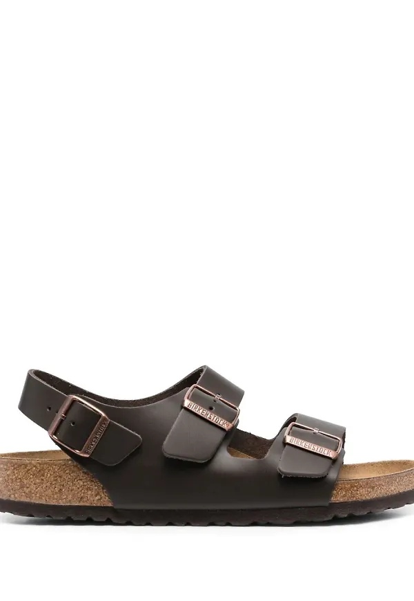 Birkenstock lädersandaler med spänne - Brun