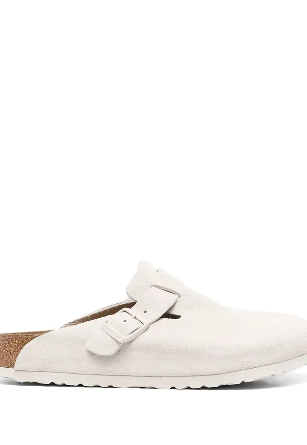 Birkenstock platta tofflor i mocka - Neutral