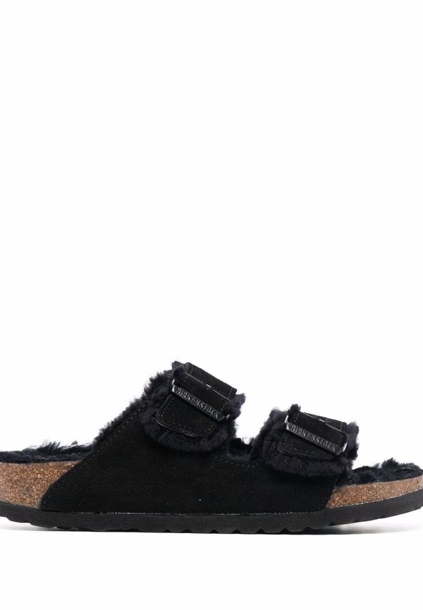 Birkenstock sandaler med fårskinnskant - Svart