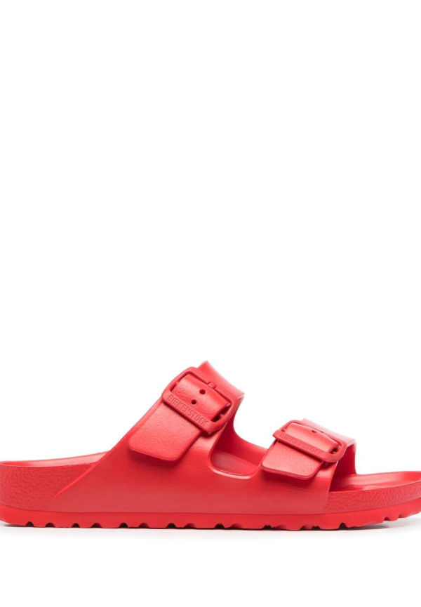 Birkenstock sandaler med spänne och öppen tå - Röd
