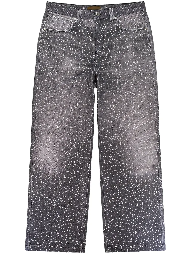 BIRTH OF ROYAL CHILD straight-jeans med strass - Grå