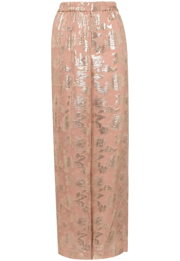 Biyan byxor i blommig jacquard - Rosa
