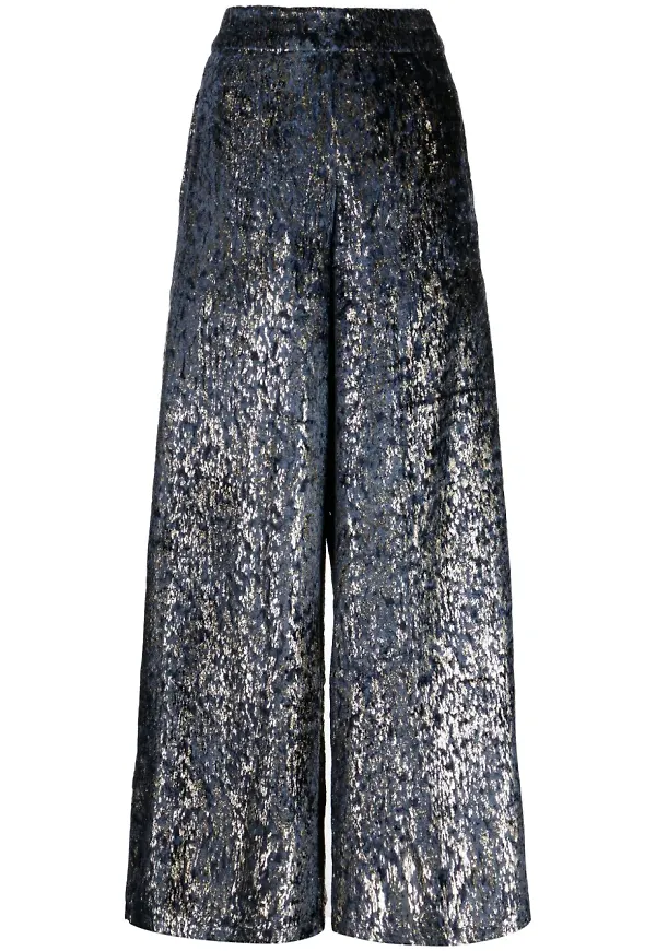 Biyan palazzobyxor i jacquard - Blå