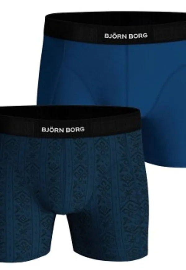 Bjorn Borg Premium Cotton Stretch Boxer Brief Kalsonger 2P Svart/Blå bomull Small Herr
