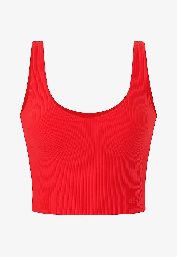 Björn Borg - Träningslinne Studio Ribbed V-Neck Top - Röd
