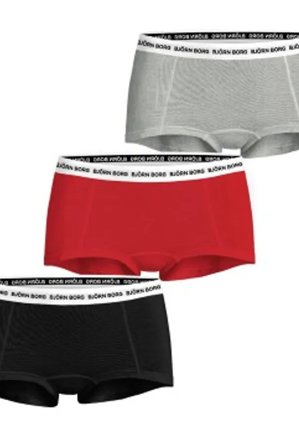 Björn Borg Trosor 3P Logo Boxers Shorts Svart/Röd bomull Medium Dam