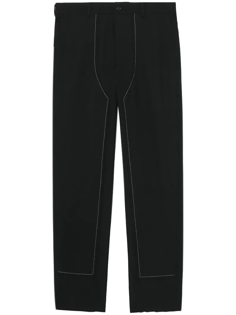 Black Comme Des Garçons raka byxor med dekorativa stygn - Svart