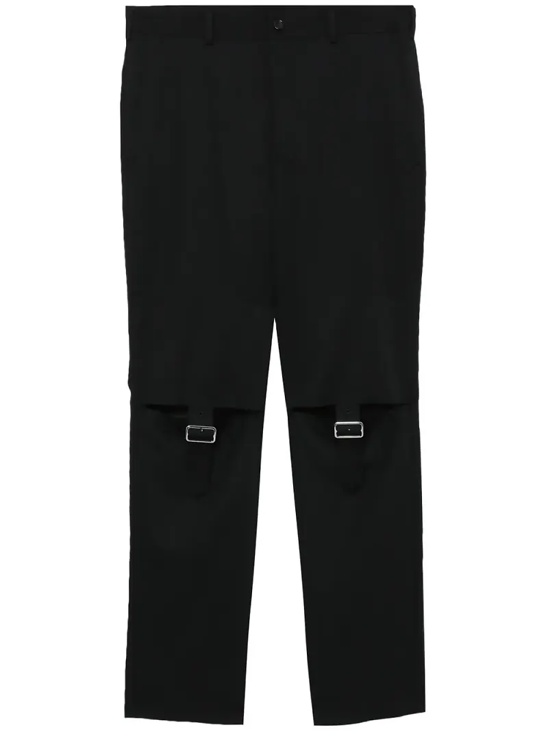 Black Comme Des Garçons raka byxor med remdetalj - Svart