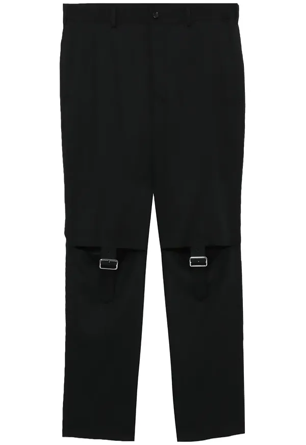 Black Comme Des Garçons raka byxor med remdetalj - Svart