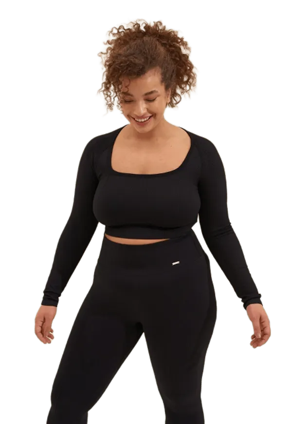Black Luxe Seamless Crop Long Sleeve