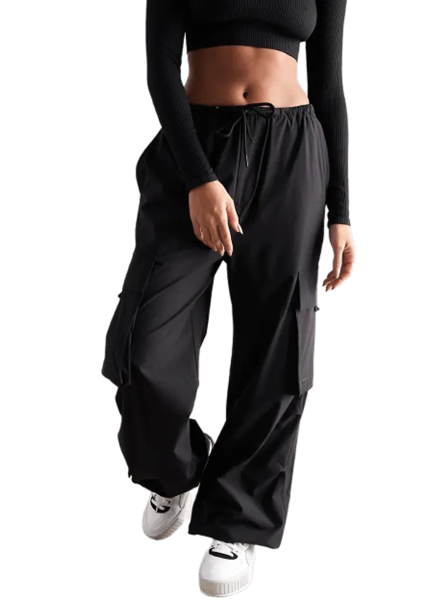 Black Windbreaker Parachute Pants