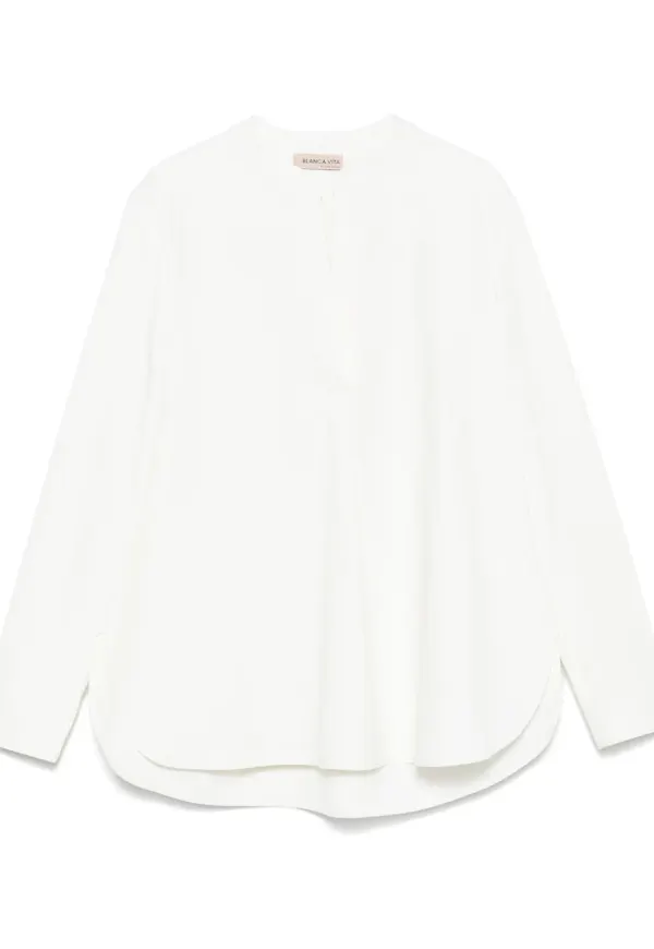 Blanca Vita blus med kinakrage - Vit