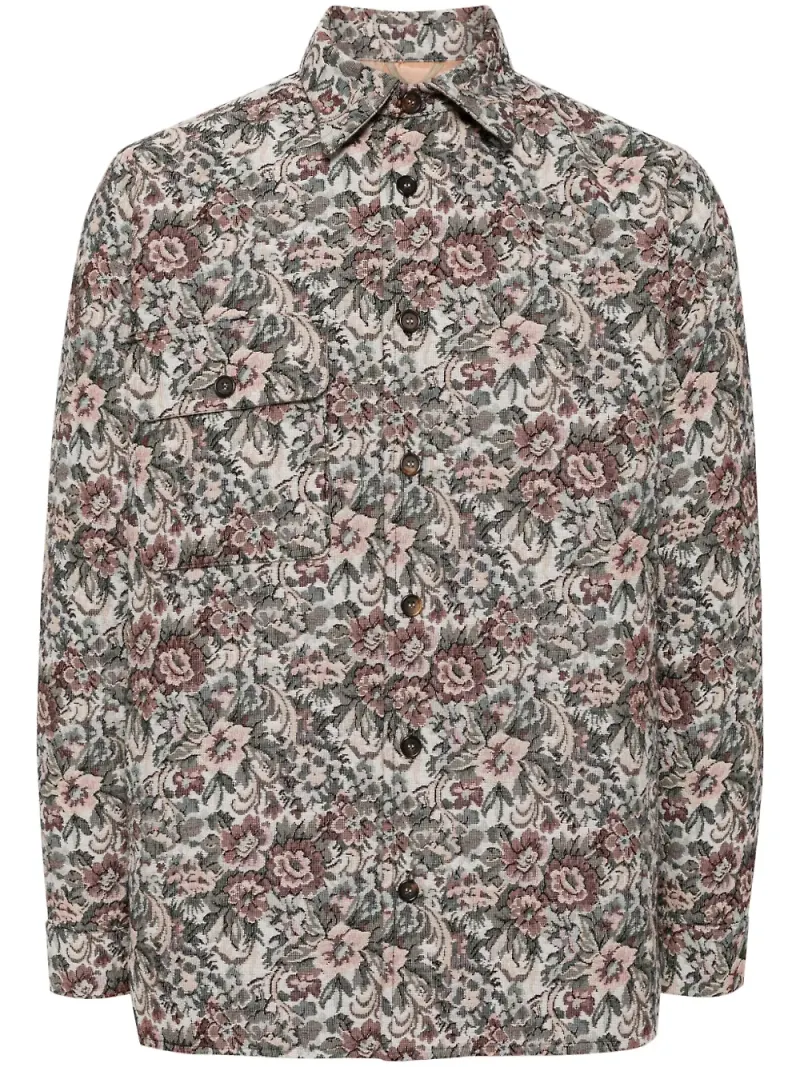 Bless blommig skjortjacka - Neutral
