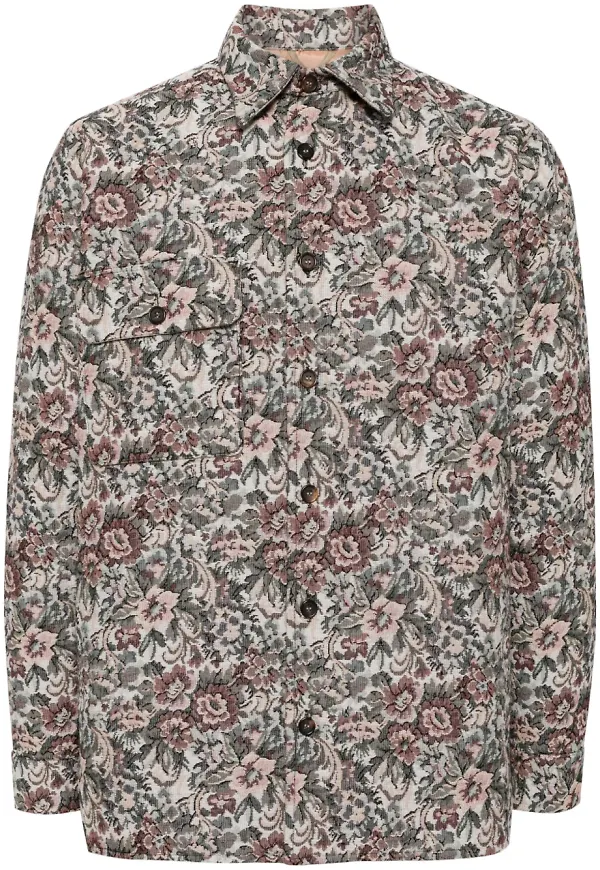 Bless blommig skjortjacka - Neutral