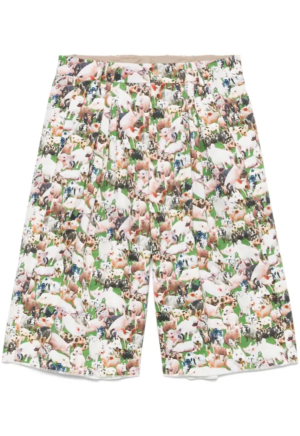 Bless plisserade shorts med gristryck - Vit