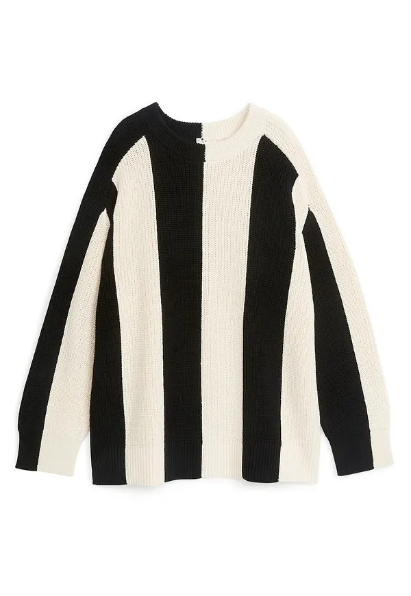 Block-Stripe Cotton Jumper - Black