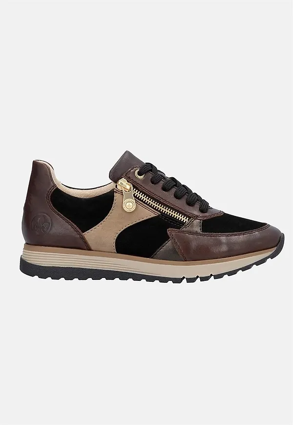 Blockfärgad sneaker i skinn