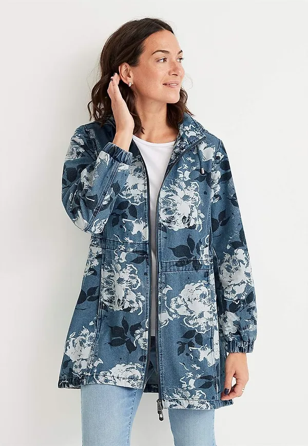 Blommig jacka i denim Lea