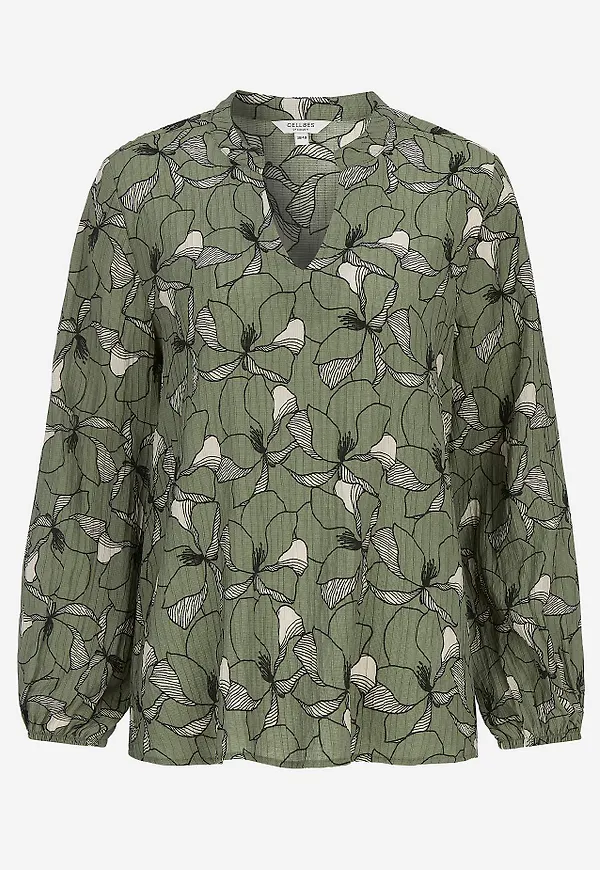Blommönstrad blus med struktur