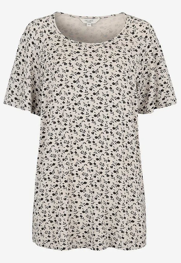 Blommönstrad trikåtunika