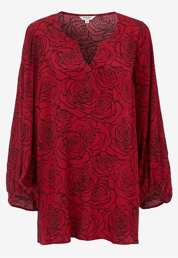 Blommönstrad blus i viskos