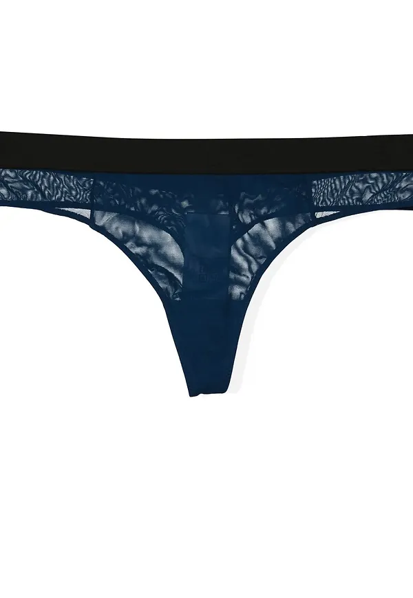 Blue Thong with Black Elastic
