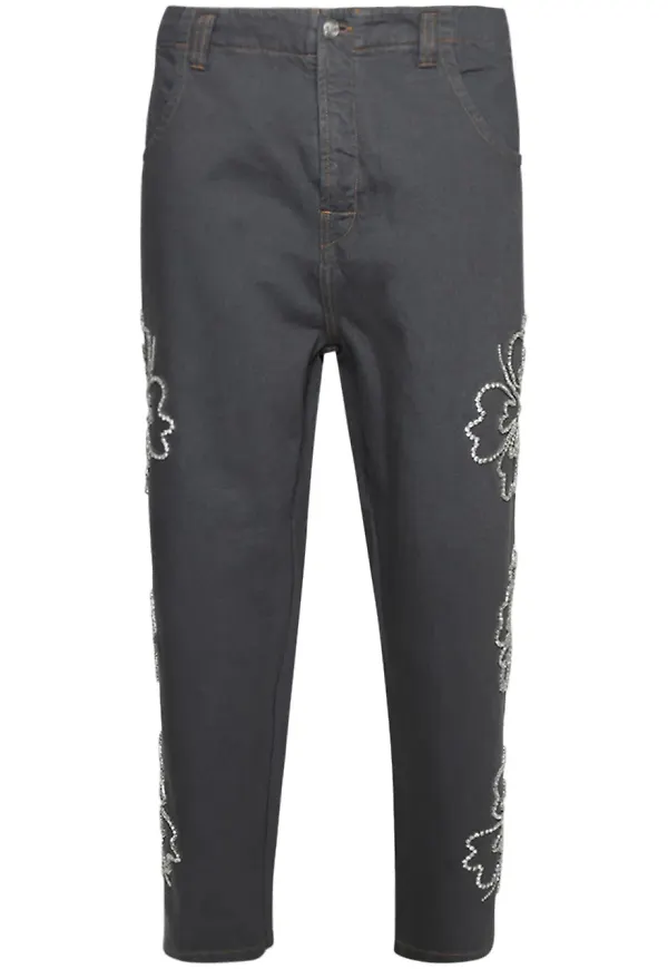 BLUEMARBLE Hibiscus shorts med brodyr - Grå