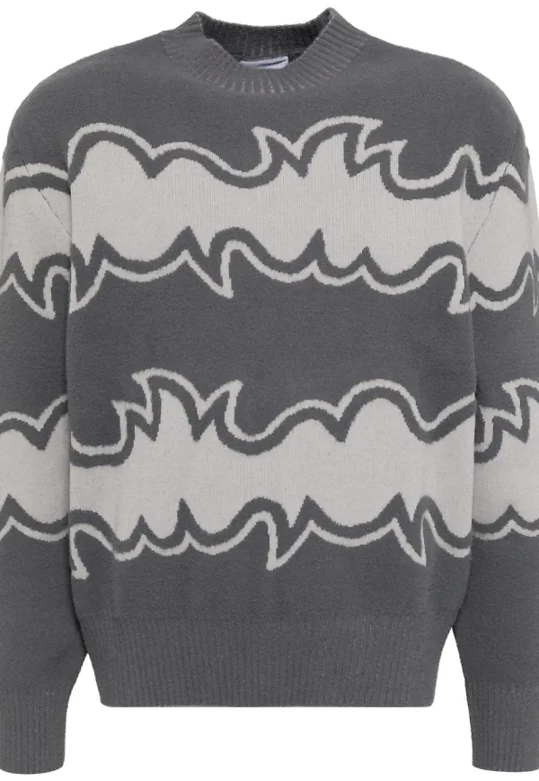 BLUEMARBLE stickad tröja i jacquard - Grå