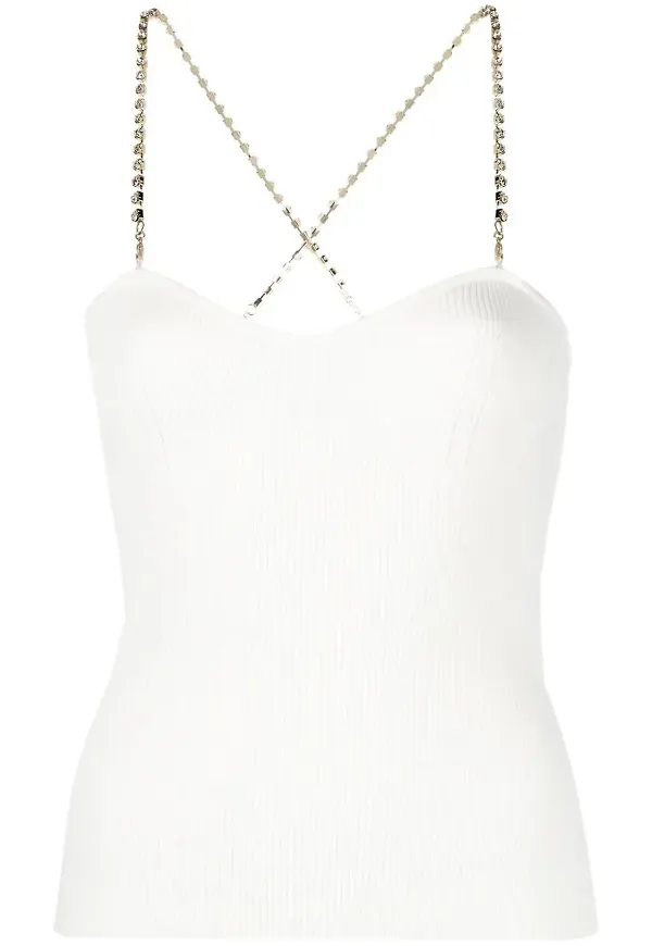 Blugirl stickad topp med strass - Vit