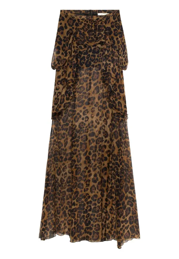 Blumarine mönstrad kjol med volangdetalj - Brun
