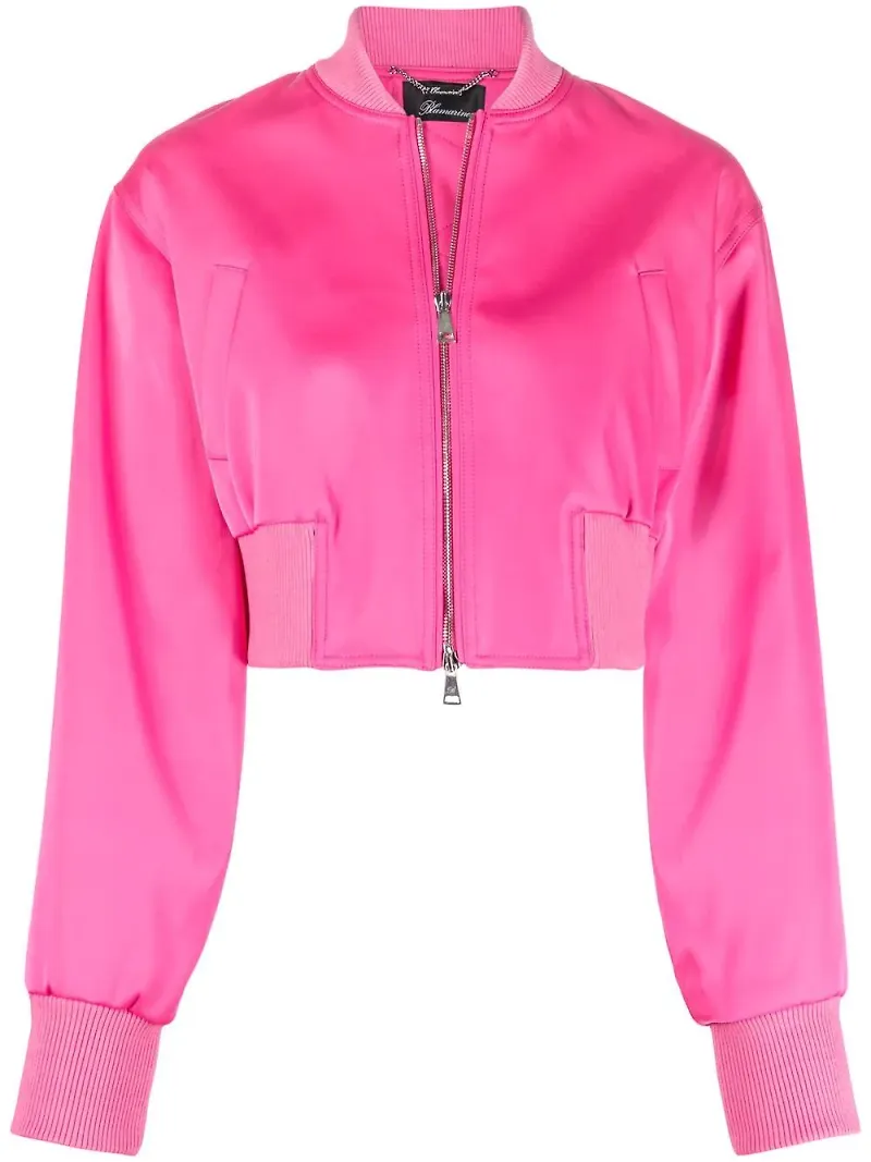 Blumarine satin kort bomberjacka - Rosa