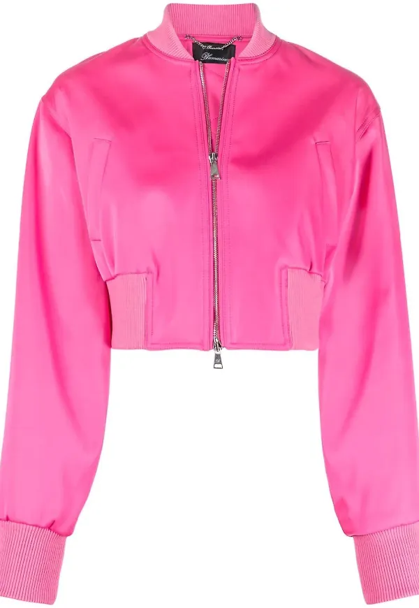 Blumarine satin kort bomberjacka - Rosa