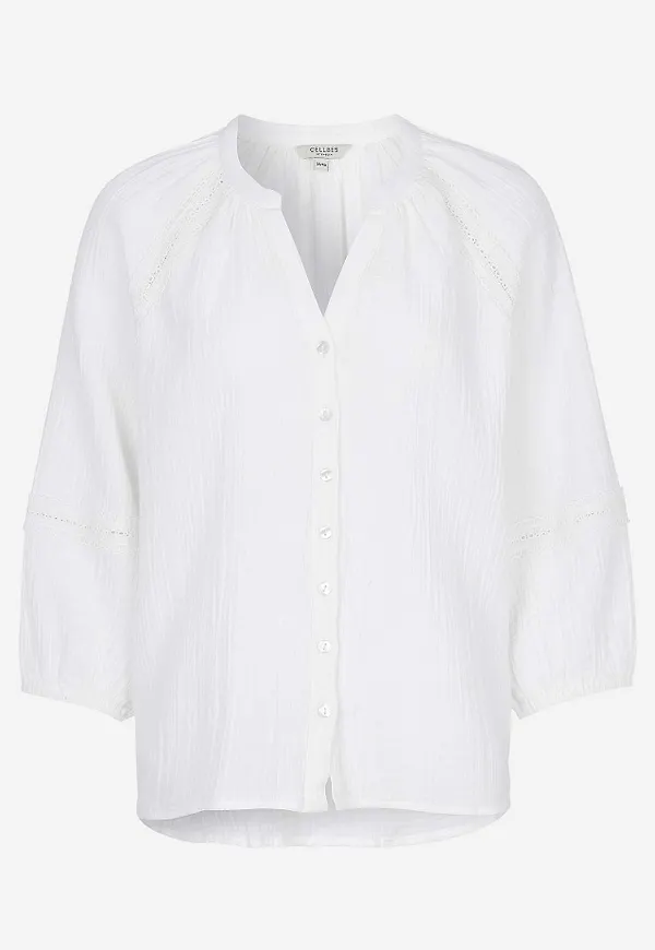 Blus i krinklad bomull