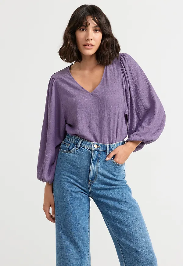 Blus med puffärm
