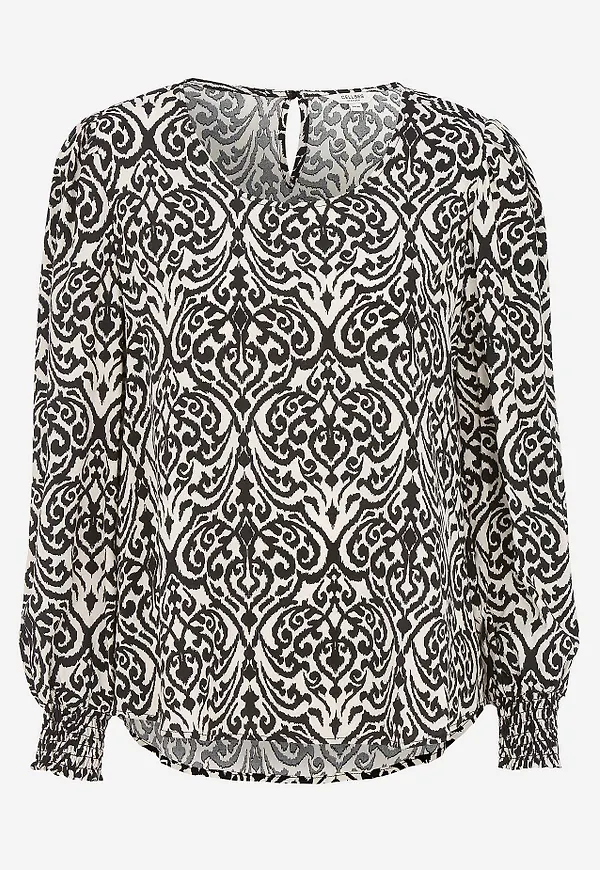 Blus med smock i ärmsluten
